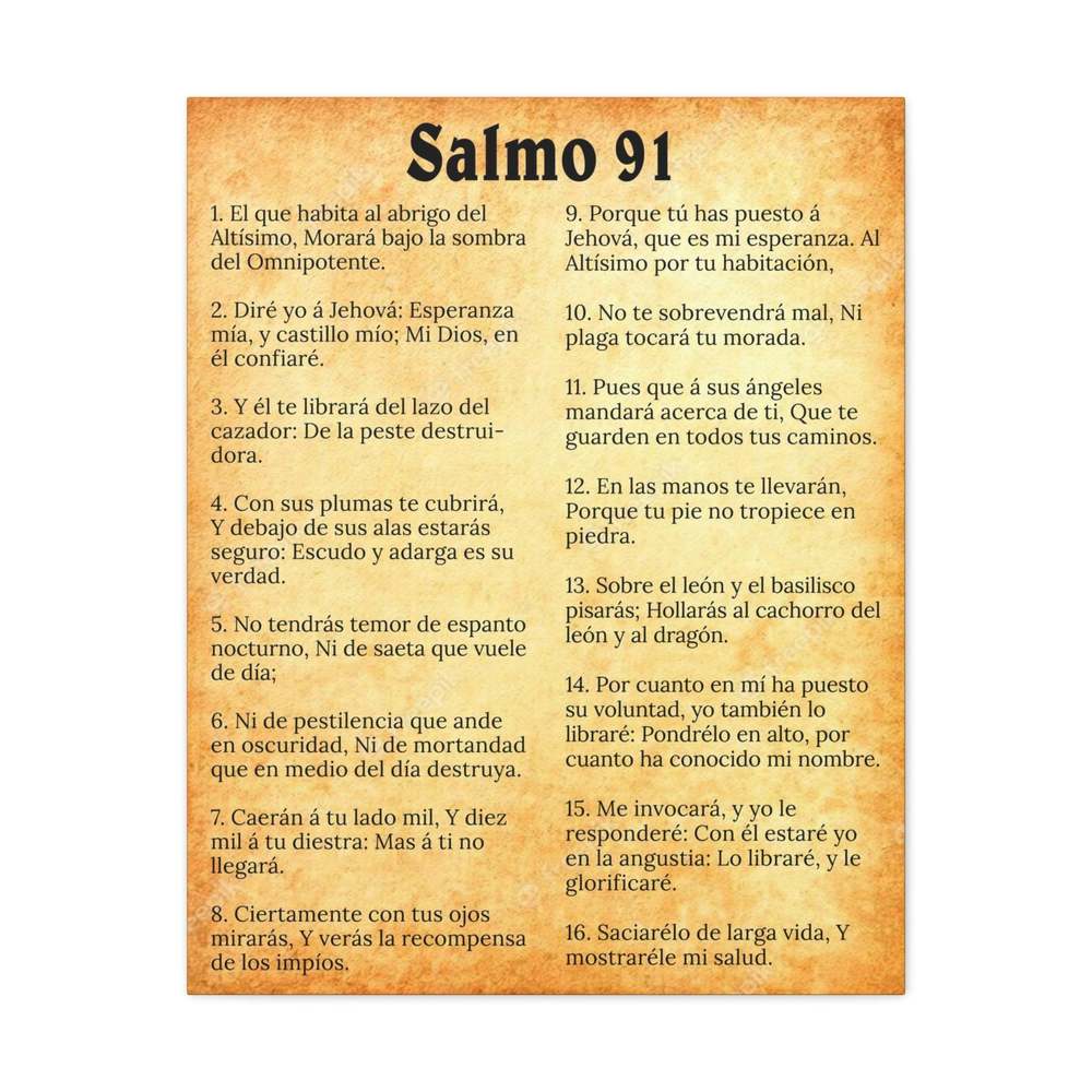 Scripture Sign Salmo 91 Chapter Gold Christian Wall Art Print Ready to Hang